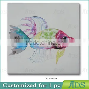 Handmade Contermporary Abstract Tropical Fish Painting thumbnail-2