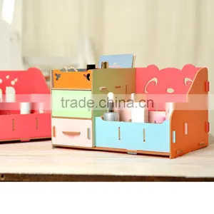 DIY Panda Wooden Storage Box Desktop Wooden Cosmetics Organizer Folding Cosmetic Organizer thumbnail-3