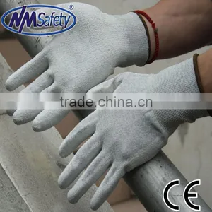 NMSAFETY En388 Anti-static Safety pu Palm Coated Nylon Gloves thumbnail-1
