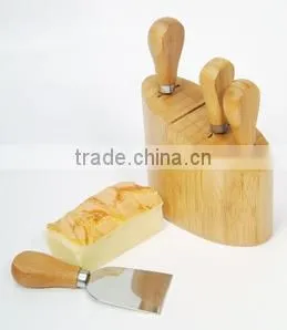 Cheese Knives With Bamboo Block #10813 thumbnail-1
