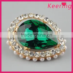 Fashionable Wholesale Water Green Bead Rhinestone Metal Button WBK-1465 thumbnail-1
