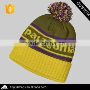Sports Knitted Beanies Hat Custom Winter Hat and Cap With Top Ball thumbnail-1
