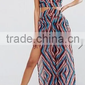 Fashionable Boohoo Maxi Beach Dress Set Crop Top Set thumbnail-5