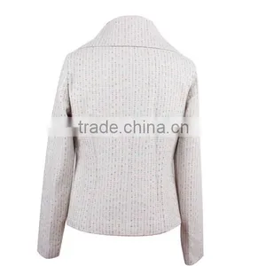 Ladies' Fashion Polyester Jacquard Long Sleeves Silver Long Zipper Short Slim Style Spike Jacket thumbnail-2