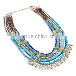 2016 Big Brand Women Multilayer Chain Necklace Jewelry ,blue Color Chain Necklace thumbnail-3