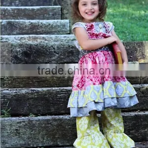 2017 Kids Boutique Clothing Sets Girl Sweet Ruffle Clothing Baby Girl Cotton Dress Outfit thumbnail-1