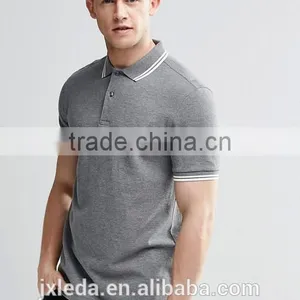 OEM Wholesale Men Grey 100% Cotton Pique Plain Slim Fit Polo Shirt thumbnail-1