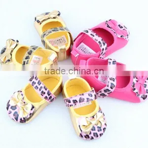 2014 Fashion New Arrival Baby Girls Leopard Leather Shoe Brand New Baby Girls Leather Shoes thumbnail-1