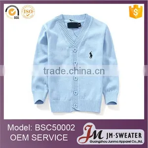 Latest Boys Plain Blue Sweater Custom Children Cotton Cardigan for School thumbnail-1