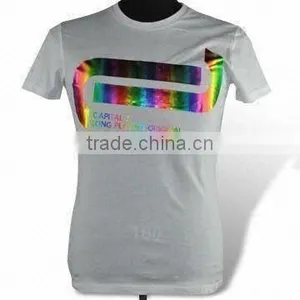 Men's T-shirt With Foil Print, Made of 100% Combed Cotton and Single Jersey thumbnail-1