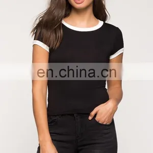 China t Shirt Manufacturer Wholesale Plain Round Blank Black t Shirt thumbnail-2