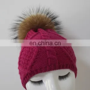 New Year Products Knit Hat With Fur Ball Colorful Girl Women Man Lovely Beanie Hat thumbnail-2