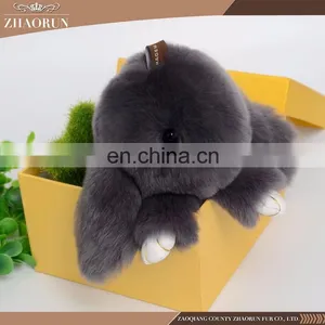 Copenhagen Lovely Rex Rabbit Fur Pom Poms Keychain thumbnail-6
