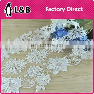 Width 1-3cm White Polyester Embroidery Lace Trim Dyeable thumbnail-3