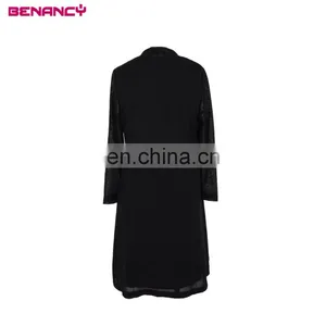 Fashionable Black and White Hit Colour Two Piece Vest Dress And Long Blouse Cardigan For Women Everyday Wear thumbnail-3
