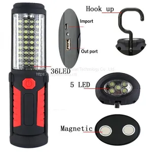 Portable Light 36 + 5 LED Flashlight USB Charging Work Light Magnetic + HOOK + Mobile Power for Can Help Phone Charge thumbnail-4