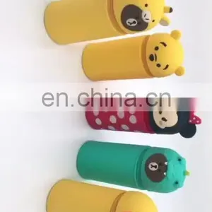 Korean Cartoon Silicone Pencil Case and Stationery Pen Holder With Retractable Function and Cylindrical Shape thumbnail-1