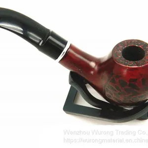 135mm Length Wooden Resin Short Tobacco Pipe With Small Black Line-dot Head for Smoking thumbnail-2