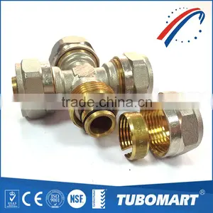 Tubomart HPB58-3A Brass Screw Cross Fitting Chrome-plated Gas Pipe Fitting for Heating thumbnail-1