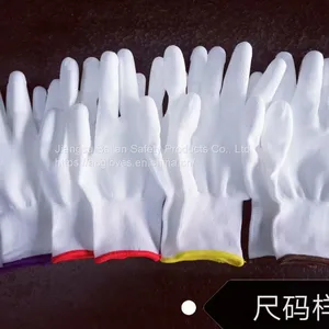 13 Gauge Shell Elastic Red Cuffs Hand Work Safety PU Coating Dipped Top Fit Polyurethane Gloves thumbnail-1