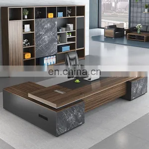 Luxury Office Furniture Modern Wood Ceo Workstation Computer Table Wooden High Tech Manager Executive Office Desks With Drawer thumbnail-2