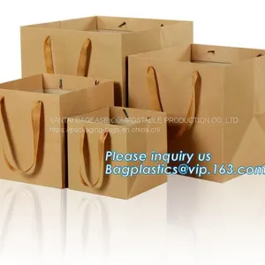 Flower Carrier Bag for Gift, Paper Bag for Carry Flower,Waterproof White Kraft Paper Flower Bag for Packing With Ribbon thumbnail-5