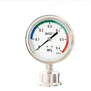 98MM Radial Stainless Steel 1.5 Inch Chuck Sanitary Pressure Gauge 1.6FS thumbnail-1