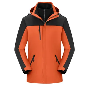 Wholesale Men's and Women's 3-in-1 Waterproof Winter Jacket Breathable Soft Zipper Sealed Red Mountaineering Outdoor Equipment thumbnail-3