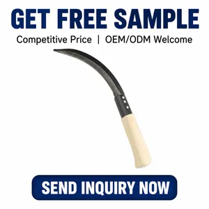 Crop Harvesting Sickle Curved Carbon Steel Blade Heat Treated Edge Wooden Handle Farm Tool For Africa Nigeria Export thumbnail-1