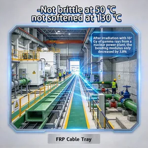 FRP Cable Tray With Cover Waterproof Dustproof Enclosed Fiberglass GRP Cable Tray With Protective Cover For Industrial Wiring thumbnail-1