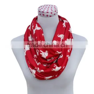 Greek Red White Animal Elephant Infinity Scarf Circle Scarves Ring DST Delta Sigma Theta Scarf Inspired Gift thumbnail-3