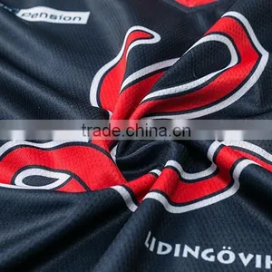 Royal Navy Color With Red Neck Printing Sewing Hockey T-shirt thumbnail-5