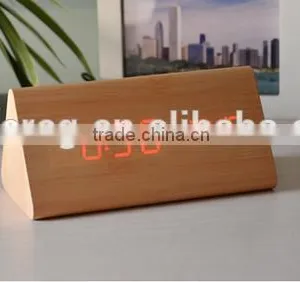 Decorative Table Clocks Control Sensing Alarm Temp Dual Display Electronic LED Clock Vintage Wooden Digital Alarm Clock thumbnail-4