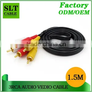 SLT Hot Sell 3RCA TO 3RCA Stereo Audio Video Cable thumbnail-1