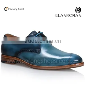 Classic Good Quality Genuine Cow Leather Derby Dyed Men Dress Shoes thumbnail-2
