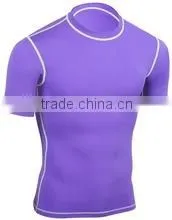 92% Polyester 8% Spandex (Lycra) Plain Light Purple Full Sleeves Compression Shirt / Rash Guard With White Stitching Work thumbnail-1