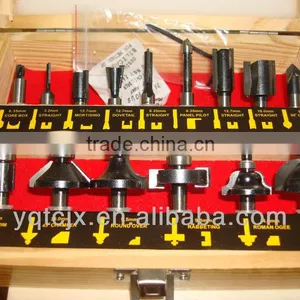 TC-015C 15PCS Carbide Tipped Router Bit Set Black Colour In Wooden Box thumbnail-1