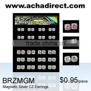 Magnetic Jewelry, Board of Magnetic Sterling Silver Earrings With CZ,price Starts From US$ 0.95 / Piece thumbnail-1