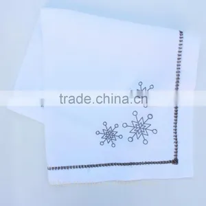 Hand Hemstitched Linen Napkin,snowflake Embroidered Napkin thumbnail-1