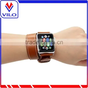 Luxury Genuine Leather Strap Bracelet Replacement Wrist Band With Adapter Clasp for Apple Watch thumbnail-5
