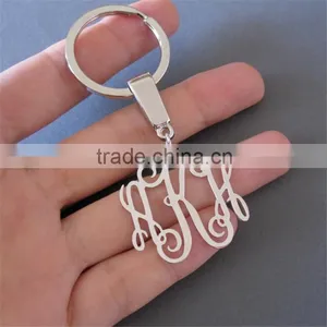 Well Popular Silver Plated Monogram Brass Keychain thumbnail-3