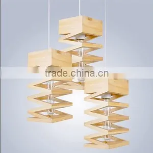3 Lights Modern Style Wooden Island Light With 3 Rectangular Wood Frames thumbnail-1