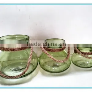 2016 Hot Sale Color Flower Vase/glass Candle Holder With Rope Handle thumbnail-2