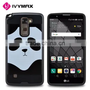 New Design Black Small Panda Brushed Tuff Trooper Hybrid Protector Cover Case for LG Stylo 2 Plus MS550 K530 K536 thumbnail-1