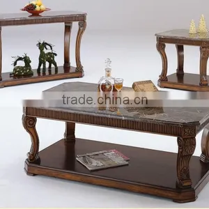 CF30043 Luxury Unique Marble Top Coffee Table End Sofa Table With Shlef thumbnail-1