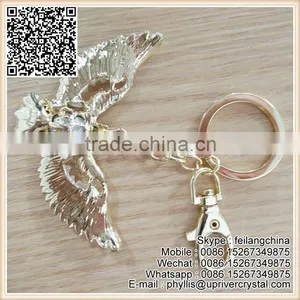 White Diamond Rhinestone And Huge Dark Green Crystal Eagl Keychain thumbnail-3
