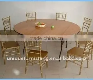 Modern Round Plywood Table Top and Metal Folding Table Legs thumbnail-5