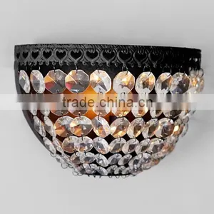 0108-6 Antique Bronze Base is Embellished With Decorative Detailing Cascading Faceted Glass Crystals Sparkle Sconce thumbnail-1