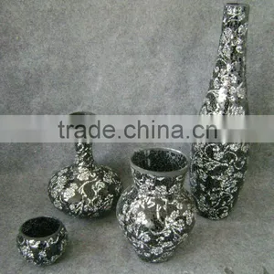 Home Deco Crackle Mosaic Glass Vase, 4pcs Set thumbnail-1
