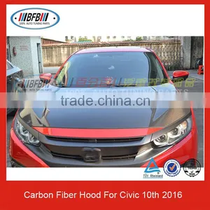 CARBON FIBER HOODS FOR CIVIC 10TH 2016 ENGINE HOOD COVER thumbnail-6